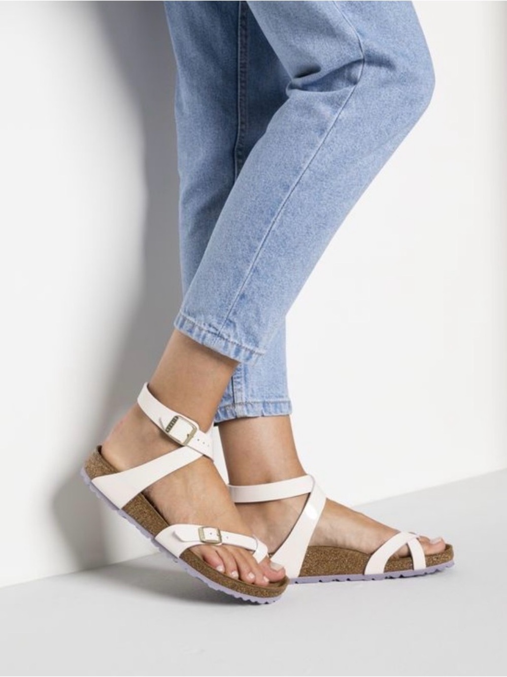 Birkenstock White Ankle Cork Sandals-Yara-Made in Germany